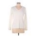 Lands' End Long Sleeve Top Ivory V Neck Tops - Women's Size Large