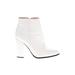 Ankle Boots: White Solid Shoes - Women's Size 39 - Almond Toe