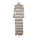 Banana Republic Casual Dress - Sweater Dress: Gray Stripes Dresses - Women's Size Large Tall