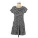 Style&Co Casual Dress - Mini Scoop Neck Short sleeves: Gray Dresses - Women's Size Large Petite