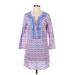 Vineyard Vines Casual Dress - Mini: Blue Print Dresses - Women's Size Small