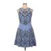 Maggy London Casual Dress - Mini High Neck Sleeveless: Blue Dresses - Women's Size 14