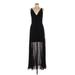 Xscape Cocktail Dress - Formal V Neck Sleeveless: Black Solid Dresses - Women's Size 10