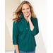 Blair Women's Foxcroft Wrinkle-Free Solid 3/4 Sleeve Shirt - Green - 18 - Misses