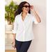 Blair Women's Foxcroft Wrinkle-Free Solid 3/4 Sleeve Shirt - White - 14P - Petite