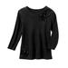 Blair Women's Corsage Tee - Black - PS - Petite