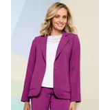 Blair Women's Look-Of-Linen Long Sleeve Blazer - Purple - PXL - Petite