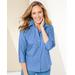 Blair Women's Foxcroft Wrinkle-Free Solid 3/4 Sleeve Shirt - Blue - 12 - Misses