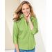 Blair Women's Foxcroft Wrinkle-Free Solid 3/4 Sleeve Shirt - Green - 6P - Petite