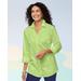 Blair Women's Foxcroft Wrinkle-Free Solid Long Sleeve Tunic - Green - 12P - Petite