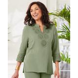 Blair Women's Easy Breezy Crochet Tunic - Green - PL - Petite