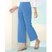 Blair Women's Stretch Look-Of-Linen Crop Pants - Blue - PXL - Petite