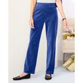 Blair Women's Everyday Velour Straight Leg Pull-On Pants - Blue - PM - Petite