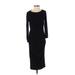 Nicole Miller Artelier Casual Dress - Midi Crew Neck 3/4 sleeves: Black Solid Dresses - New - Women's Size 2