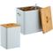 Futterbox, 2er Set, 2 Größen, mit Deckel & Löffel, Bambus, Eisen, Aufbewahrungsbox Trockenfutter,