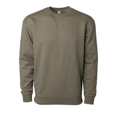 Independent Trading Co. IND3000 Heavyweight Crewneck Sweatshirt in Army size Medium | Cotton/Polyester Blend