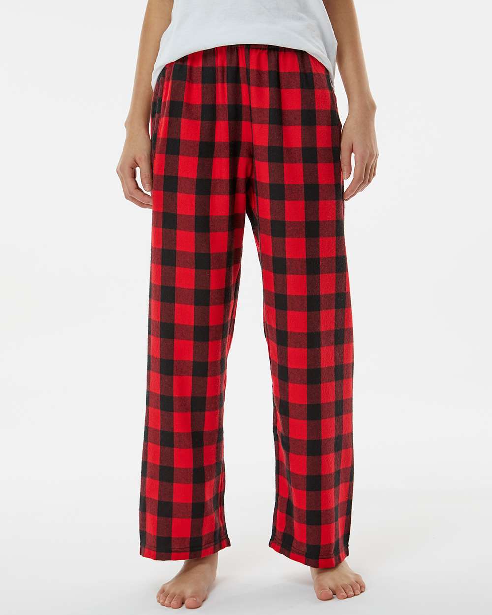 Boxercraft BY6624 Youth Polyester Flannel Pant in Red/Black Buffalo size Large