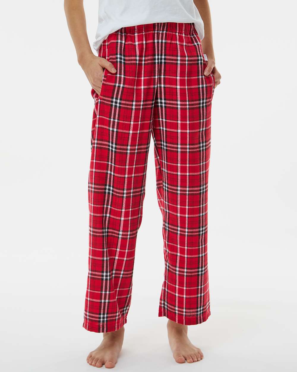 Boxercraft BY6624 Youth Polyester Flannel Pant in Red/White size Large