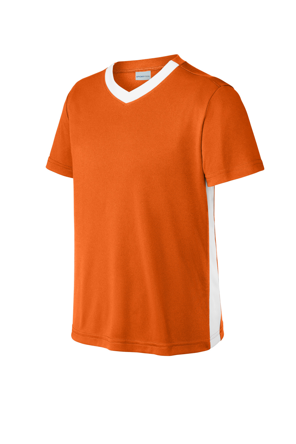 Sport-Tek YST101 Youth Competitor United V-Neck in Deep Orange/White size Large | Polyester