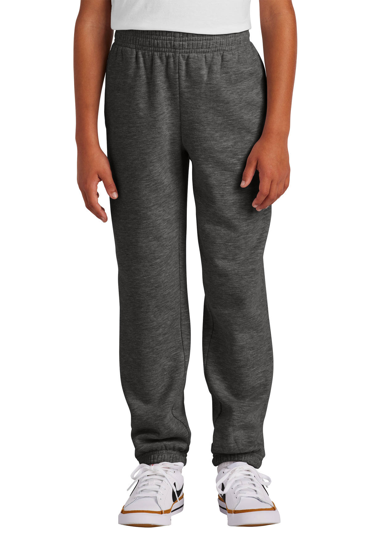 District DT6112Y Youth V.I.T. Fleece Sweatpant in Heather Charcoal size XL | Cotton/Polyester Blend