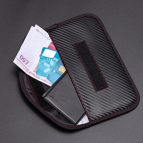 1 pezzo borsa Faraday per telefoni chiavi dell'auto borsa blocco segnale RFID custodia in fibra di carbonio protezione della privacy telecomando custodia anti-tracciamento anti-hacking bloccante Puoi