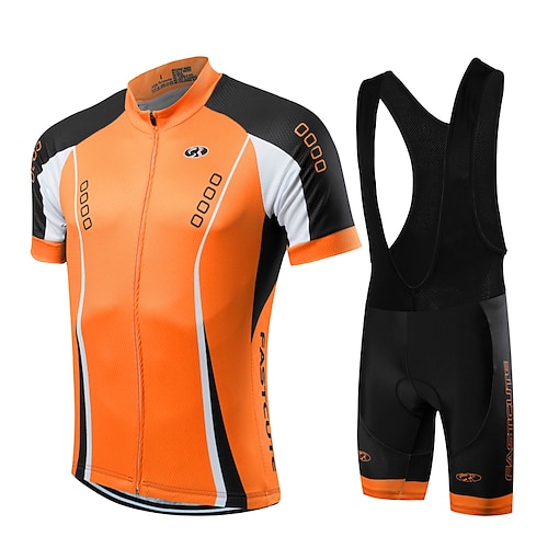 21Grams Herren Radtrikot mit Radhose kurz Trägern fahrradbekleidung set Kurzarm MTB Mountain Rennrad Grün Gelb Leicht Grün Fahhrad Sportkleidung Atmungsaktiv Rasche Trocknung Tasche auf der Image