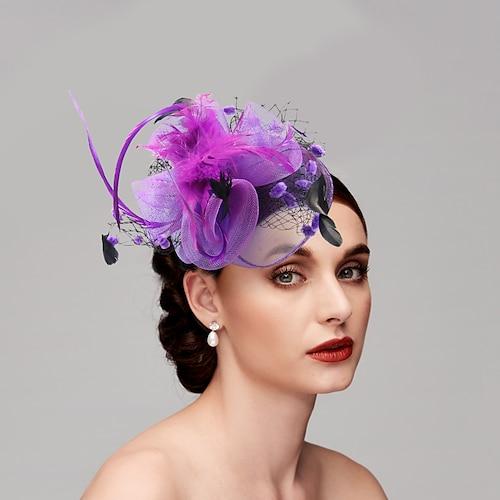 Feder-/Netz-Fascinators Kentucky Derby-Hut/Vogelkäfigschleier mit 1 Stück Kopfbedeckung für Hochzeit/Party/Abend/Damentag