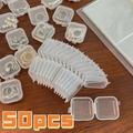 20/50pcs Mini Plastic Storage Box Square Transparent Portable Container Jewelry Holder Earrings Packaging Display Case Medicine Bin Jewlery Garbage Can Storage Cases Pp Accessories Clear Buds