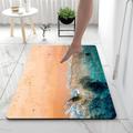 Beach Bathroom Diatomaceous Earth Bath Mat Soft Mat Rubber Anti-Slip Fast Dry Super Absorbent Thin Bathroom Mat for Under Door - Bathroom Floor Mat Rug Bathtub Front Shower Mat Sink