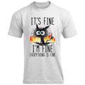 Graphic Cat I'm Fine Daily Designer Retro Vintage Men's 3D Print T shirt Tee Sports Outdoor Holiday Going out T shirt White Yellow Blue Short Sleeve Crew Neck Shirt Spring Summer Clothing Apparel S