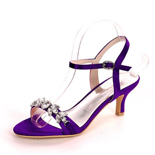 Elegant Silver Rhinestone Heeled Sandals – Women's Open-Toe Ankle Strap Dress Shoes for Weddings Evening Parties