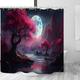 Starry Sky Forest Series Bathroom Shower Shower Curtain with Hooks Bathroom Decor Waterproof Fabric Shower Curtain Set with12 Pack Plastic Hooks