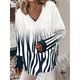 Women's Pullover Sweater Jumper V Neck Ribbed Knit Polyester Print Summer Fall Outdoor Daily Going out Stylish Casual Soft Long Sleeve Heart Animal Color Block White / Black Black White S M L