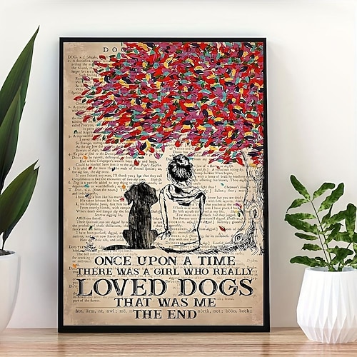 Wandkunst-Leinwand Es war einmal ein Mädchen, das Hunde wirklich liebte, das war ich, die Drucke und Poster, Bilder, dekorative Stoffgemälde für Wohnzimmerbilder ohne Rahmen Image