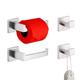 4-Piece Bathroom Accessory Set 2-Pieces Toilet Paper Holder and 2-PCS Towel Robe Hooks Wall Mount Two Tissue Roll Dispenser and 2 Coat Door Hanger Brushed Nickel Bathroom Hardware Kit