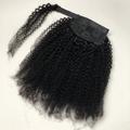 Hair Extensions Ponytail Extensions Afro Kinky Curly Human Hair Wrap Around Ponytail Remy Hair Extensions Clip in Hair Extensions with Magic Paste One Piece Hairpiece Hair For Women Natural Color