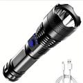 1pc Powerful Led Flashlight, 3 Modes Usb Rechargeable Outdoor Bright Light, Torch Portable Waterproof Light, Self Camping Light