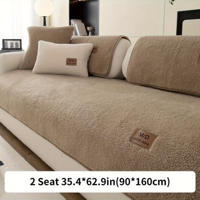 TEMU 1pc Plush Sofa Slipcover/pillowcase, Non-slip Sofa Cover, Thickened Couch Cover 4 Seasons Universal Furniture Protector For Bedroom Office Living Room Home Decor