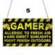 1pc Game Lovers Wall Hanging Signs, Gamer Allergic To Fresh Air And Direct Sunlight Might Perish Outdoors Vintage Wooden Wall Decor Art Decals, For Home Room Decor (7.9*3.9in)