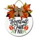 Eveokoki 12 Football and Fall Yâ€˜all Signs for Front Door Farmhouse Porch Yard Rustic Round Wooden Hanging Wreaths for Housewarming Gift Autumn Decoration Outdoor Indoor Wall Decor
