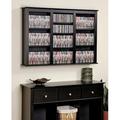 NLIBOOMLife Black Finish Wooden Media Cabinet CD DVD Organizer Wall Mount Laminated Composite Woods Capacity 523 CDs 213 DVDs 408 Blu-Ray Discs 124 VHS Cassettes Home