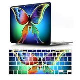 CatXQ Colored Butterfly Design Case for MacBook Pro 15 inch Retina 15 2012-2015 A1398 with Keyboard Cover - A
