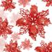 Seenda 24 Pieces Red Poinsettia Artificial Flowers Glitter Artificial Christmas Flowers Decorations for Xmas Tree Ornaments Wedding Party Wreath Decor