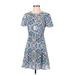 Aqua Casual Dress - Mini: Blue Paisley Dresses - Women's Size Small