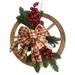 Zeceouar Spring Supplies for Garden Winter Wreath Wagon Wheel Red Fruit Wreath Front Door Christmas Wreath Decoration Christmas Holiday Wall Decor Home Outdoor Christmas Decoration