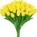 Artificial Tulips Flowers Faux Tulip Stems PU Tulips for Wedding Party Home Office Decoration 20Pcs Yellow