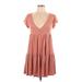 See You Monday Casual Dress - DropWaist: Pink Solid Dresses - Women's Size Large