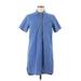 Old Navy Casual Dress - Shift High Neck Short sleeves: Blue Solid Dresses - Women's Size Medium