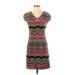 M Missoni Casual Dress - Mini V-Neck Short sleeves: Brown Chevron Dresses - Women's Size 40