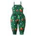 FOCUSNORM Toddler Baby Girls Christmas Romper Santa Elk Print Sleeveless Spaghetti Straps Jumpsuit Bodysuit Overalls Pants